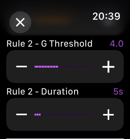 G-Forces Settings Detail